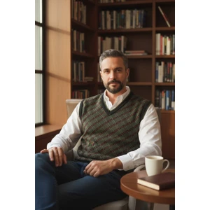 Erkek Çelik Örgü Ekose Desenli Kışlık Kalın Triko V Yaka Triko Örgü Tüylenmez Baba Süveter Regular