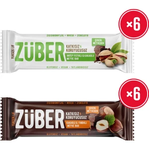 Antep Fıstıklı Meyve Bar 6 Adet ve Fındıklı Meyve Bar 6 Adet (40 G x 12 Adet)