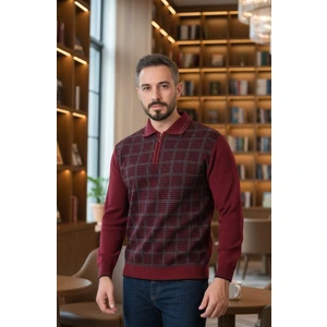 Erkek Çelik Örgü Kazayağı Model Gömlek Yaka Fermuarlı Polo Yaka Tüylenmeyen Triko Kışlık Baba Kazak