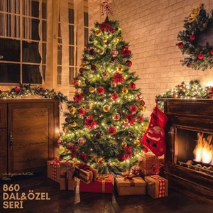 Premium Luxury Series 210 cm 860 Dallı Yılbaşı Çam Ağacı | Demir Gövde ve Demir Ayaklı, Yoğun ve Gerçekçi Görünüm, Kolay Kurulum, Ev, Ofis ve Mağaza Dekorasyonu İçin Noel Ağacı