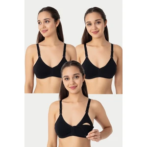 3 Adet Siyah Kadın Pamuklu Emzirme Sütyeni Desteksiz Balensiz Hamile Lohusa Esnek Yumuşak