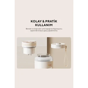 FR-BL07 Taşınabilir Şarjlı 600ML Beyaz Smoothie Blender