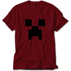 Mine-Craft Creeper Face Kırmızı Tişört Liyada