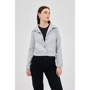 Gri Kısa Astarlı Kaşe Kadın Ceket 3055A