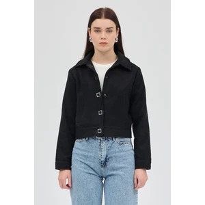 Siyah Kısa Astarlı Kaşe Kadın Ceket 3055A
