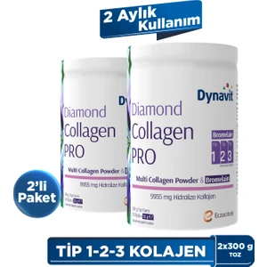 Multi Collagen&Bromelain 300g Toz x2 - Hidrolize Peptit Tip 1&3 Sığır ve Tip 2 Tavuk Kolajeni, Bromelain
