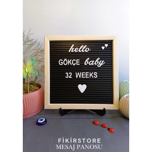 Fikir Store Ahşap Çerçeveli Özelleştirilebilir Yazı Panosu Mesaj Tahtası Siyah Zemin Beyaz Harf Setli