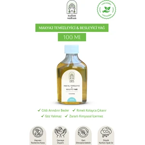 Nalan Sultan | Bitkisel Hindistan Cevizi Yağlı Besleyici Makyaj Temizleme Yağı, Göz Yakmayan Formül, Parfümsüz (100 ml)