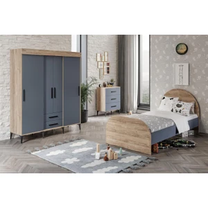 Izmir Çocuk Odası Takımı Tamamı Mdf Antrasit ve Flora