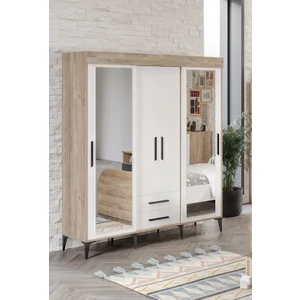 Ildır Sürgülü 2 Kapaklı Gardrop Beyaz Tamamı Mdf Flora Beyaz