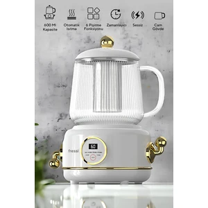 YSB-GC02 Eiffel Beyaz 600ml Elektrikli Çok Fonksiyonlu Cam Su Isıtıcısı Kettle Bitki Çayı Makinesi