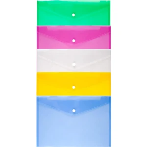 A4 Renkli Şeffaf Çıtçıtlı Zarf Dosya 5'li Paket Ofis ve Okul İçin Dayanıklı