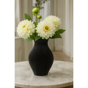 Modern Ribbed Dekoratif Vazo (Seramik Görünümlü)