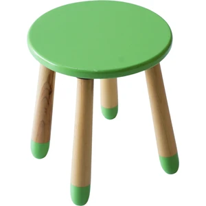 Wood & Joy Doğal Ahşap Renkli Çocuk Tabure (Yeşil)