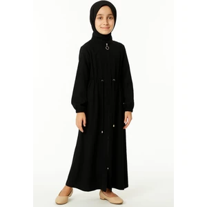 Medine Ipeği Beli Lastikli Bağcıklı Çocuk Ferace