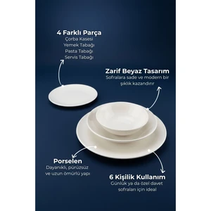 Naz 24 Parça Yemek Takımı Beyaz