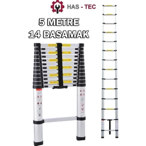 HAS - TEC 14 Basamaklı Düz Uzayan Teleskopik Merdiven 5 M