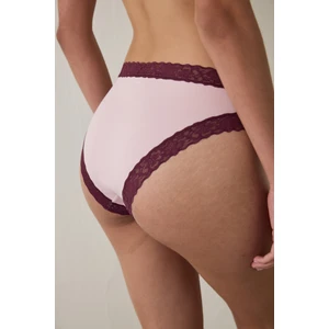 Gül Kurusu Dantelli Pamuklu Normal Bel Slip Külot