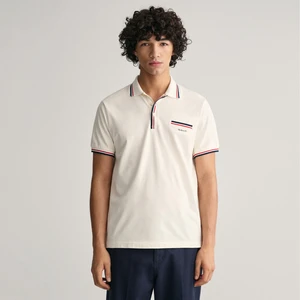 Erkek Krem Regular Fit Çizgili Polo
