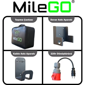 MileGO 22KW Şarj İstasyonu 5 Metre Kablolu Set Mobil Taşınabilir Elektrikli Araç Şarj Ünitesi