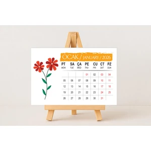 2026 Çiçek Temalı 10X15 cm Masa Takvimi Mini Şövaleli