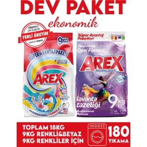 "büyük Ekonomi Paketi ; 18 kg Toz Çamaşır Deterjanı, Color&white 9kg + Sık Yıkananlar 9kg