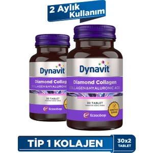 Diamond Collagen & Hyaluronic Acid 30 Tablet - 2'li Avantaj Paketi - Tip 1 Balık Kolajeni