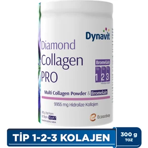 Diamond Multi Collagen&Bromelain (Ananas Ekstresi) 300g Toz - Hidrolize Peptit Tip 1&3 Sığır ve Tip 2 Tavuk Kolajeni, Bromelain