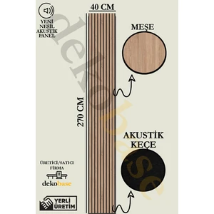 40x270 cm Meşe Renk Akustik Ahşap Duvar Paneli