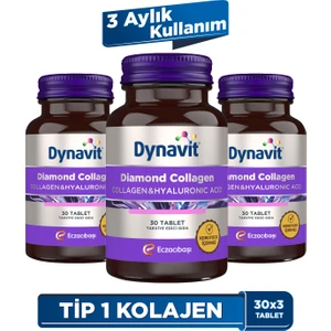 Diamond Collagen & Hyaluronic Acid 30 Tablet - 3'lü Avantaj Paketi -Tip 1 Balık Kolajeni