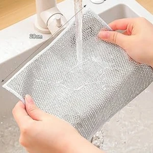 10 'lu Set Tel Temizlik Bezi - Inox Çizmez Bulaşık Bezi - Highqual Tek Katmanlı Zor Kir Bezi