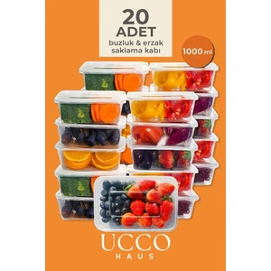 20 Adet 1000 ml Buzdolabı Dondurucu Erzak Mikrodalga Sızdırmaz Saklama Kabı Seti Buzluk Organizer