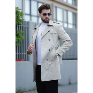 Erkek Premium Apoletli Deri Trençkot & Pardesü