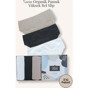 Must Have | 3'lü Organik Pamuk Yüksek Bel Slip Külot