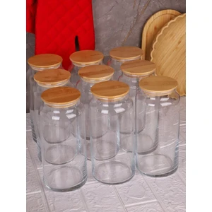 Zone - 9'lu Cam Saklama Kabı 1300ML Vakumlu Bambu Kapaklı