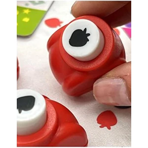 Kağıt Gemi Dükkan Çilek Desenli Kırmızı Mini Delgeç 1 Adet 3x2 cm Boyutunda