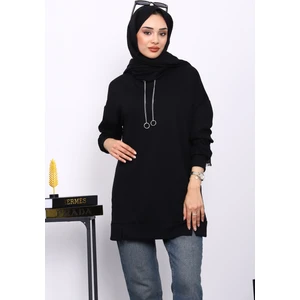 İmaj Butik Siyah Yaka Detaylı Modal Tunik