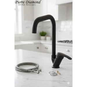 Irmak Eviye Bataryası Armatür Musluk Siyah Renk Köşe Borulu Pirinç Musluk Batarya Mutfak Lavabo