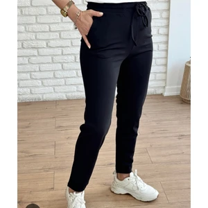 Double TT Kadın Full Likralı Beli Bağçıklı Süper Rahat Duble Paça Bilek Boy Üst Düzey Pantolon