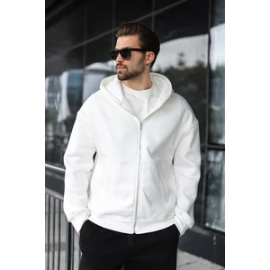 Ekru Fermuarlı Kapüşonlu Erkek Hırka E7174