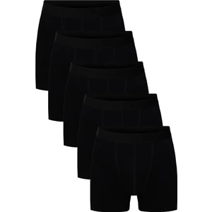 Erkek Siyah  Düz Likralı Boxer Şort 5’li Paket