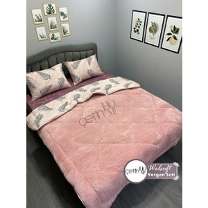 Çetin Home Çetinhome Çift Kişilik Desenli Welsoft Yorgan Seti Yaprak Gül Kurusu (Çarşafsız)