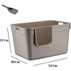 Alfa Tanos Dekoratif Büyük Yarı Kapalı Kedi Tuvaleti (Kürek Hediyeli)