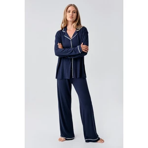 Artış Collection Uzun Kollu Düğmeli Esnek Viskoz Pijama Takım 18207