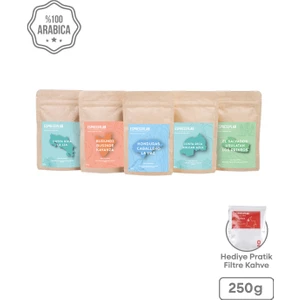 Çekirdek Kahve Dünya Kahveleri Deneme Seti – 5 Farklı Tür, 250 gr Premium Kahve Paketi