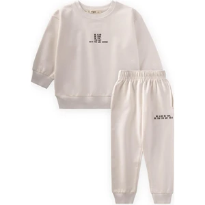 Basic Baskılı Eşofman Takım 2-7 Yaş Kırık Beyaz