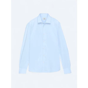 Orta Mavi Regular Fit Dokuma Klasik Pamuk Karışımlı Gömlek