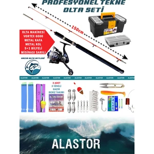 Tam Takım Profesyonel Tekne Olta Seti 150CM Deniz Olta Seti Hazır Olta Takımı