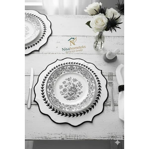 6 Adet Nakışlı Keten Amerikan Servis - Keten Supla