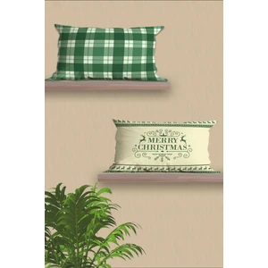 Belle Benoit 2'li Dikdörtgen Yılbaşı Desenli Çift Taraf Baskı, Yastık Kılıfı, Kırlent Kılıfı, Fermuarlı